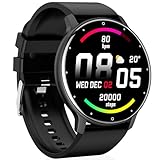 DOVIICO Smart Watch, 1.28'' Smart Watches for Men Women with GPS, IP68 Waterproof Fitness Watch with Heart Rate Monitor Sleep Monitor, Activity Trackers and Smartwatches for iOS Android Phones, Black