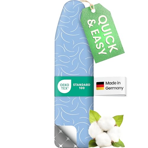 SimplySmooth Premium Bügelbrettbezug 120x40 I OEKOTEX100 I Made IN Germany I Bügeltischbezug I Komfortpolster I Bügelbezug für 115-122x35-40cm Bügelbrett Bezug für Dampfbügelstation I Größe M