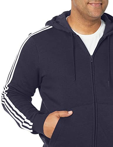 Image of adidas Men's Essentials Fleece 3-Stripes Full-Zip Hoodie, Legend Ink, Large