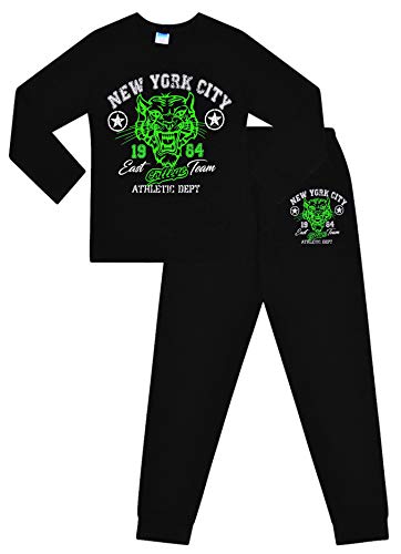 New York City NYC College - Pijama de Manga Larga para niños (9-16 años), Color Verde Negro Negro (11-12 Años