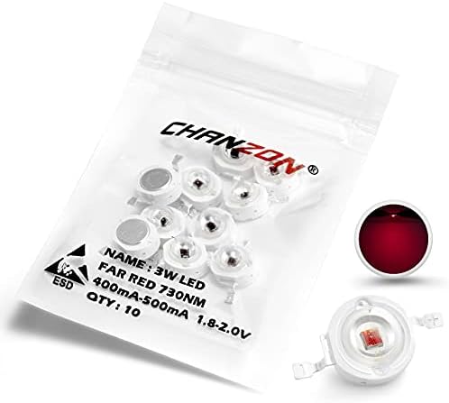 CHANZON 10 pcs High Power Led Chip 3W Far Red Plant Grow Light (730nm / 400mA - 500mA / DC 1.8V - 2.2V / 3 Watt) SMD COB Emitter Diode Components 3 W Bead for DIY Growing Lamps