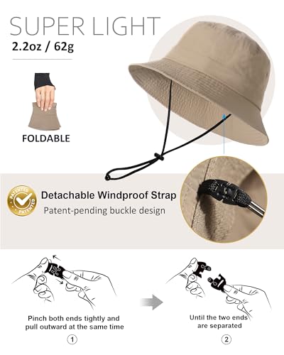Image of Water-Resistant Bucket Hat for Women Men Rain Hat UPF 50+ Boonie Sun Hat Foldable Summer Floppy Fishing Safari Hats