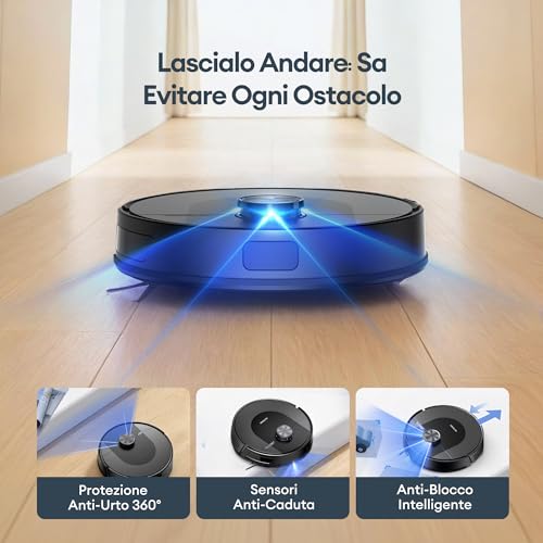 Ultenic Robot Aspirapolvere Lavapavimenti Con Lidar, 8000Pa, 180Min, Design Ultracompatto, Mappe Multilivello, Auto-Boost Tappeti, Controllo App/Alexa - 11