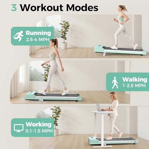 Image of Walking Pad Treadmill for Home Office, Under Desk Treadmill with 2.5HP Quiet Motor, 6% Manual Incline, Remote Control, LED Display, 300 lbs Capacity