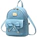 Girls Bowknot Cute Leather Backpack Mini Backpack Purse for Women (Light Blue)