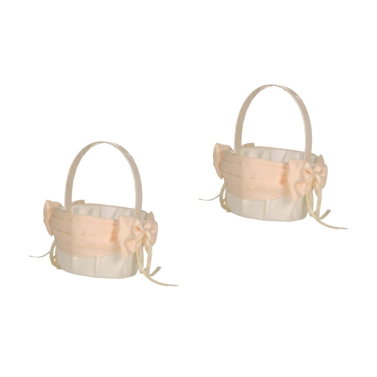 2 Stck. Kleiner Blumenkorb Gitter Mädchenkorb Für Die Hochzeit Zubehör Perle Hochzeitskorb Eimerhut Für Die Braut Ringe Für Die Brautdusche Braut- Romantisch Kernstück Reize Stoff