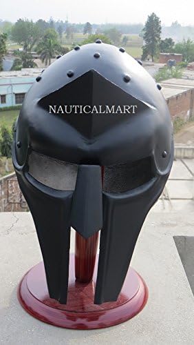 NauticalMart Gladiator Helmet Medieval Armor Spartan Helmet Black Finish