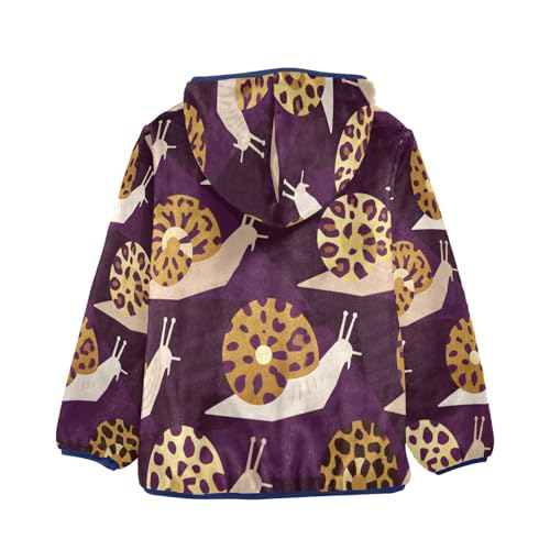 Snail Pattern with Leopard Toddler Fleece Jacket Girl Boys Hooded Fleece Jacket Coat Warm Outwear Zip-up 3-10T2