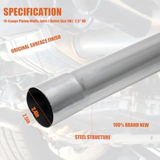 16 Pcs 2.5 Inches Mild Steel pipes, DIY Custom Exhaust Tubing Mandrel Bend Pipe Straight, U-Bend Kit, Universal Fit