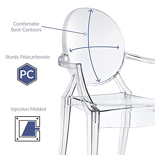 Modway Casper Modern Acrylic Stacking Kitchen and Dining Room Arm Chair in Clear - Fully Assembled by Modway - Image 2