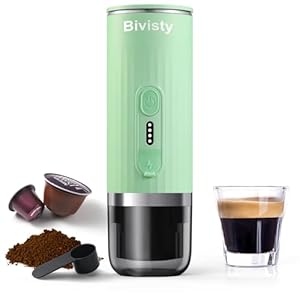 Portable Espresso Maker, Wireless Self-heating, Mini Coffee Maker, 80ml Water Tank, Ground Coffee Compatible with Nespresso & Dolce Gusto for Travel, Camping, Hiking, Office (Green) Portable Espresso Maker Wireless Self heating Mini Coffee Maker 80ml Water Tank Ground Coffee Compatible with Nespresso Dolce Gusto for Travel Camping Hiking Office Green