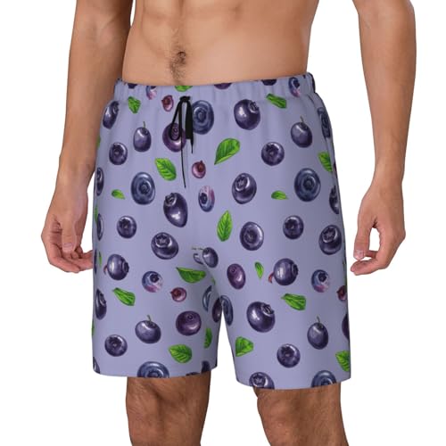 Blueberry Print Funny Funny Men's Swim Trunks Board Shorts Quick Dry-2