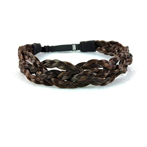 Vigour Synthetic Hair Braided Headband Classic Plaited Braids Elastic Stretch Hairpiece Women Girl Beauty Accessory Daily Use #2/30 Brown Mix Light Brown Color