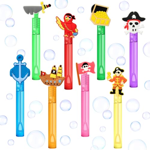 AFZMON 24Pcs Pirate Party Favors Bubble Wands for Kids, Mini Bubbles Wand Toys, Pirate Theme Birthday Party Supplies Goodie Gift Bag Stuffers Pinata Classroom Prizes