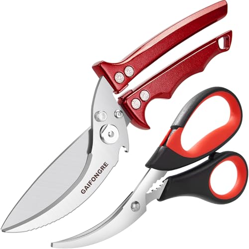 2PCS Set Heavy Duty Poultry Shears & Seafood Scissors, All-Purpose Stainless Steel Kitchen Shears for Chicken, Fish, Meat, Seafood, Dishwasher Safe, Easily Separable