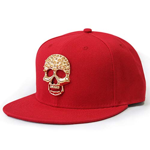 Crazy Cart 3D Skull Rhinestone Cotton Flat Brim Adjustable Snapback Cap Hat Red Crazy Cart 3D Skull Rhinestone Cotton Flat Brim Adjustable Snapback Cap Hat Red