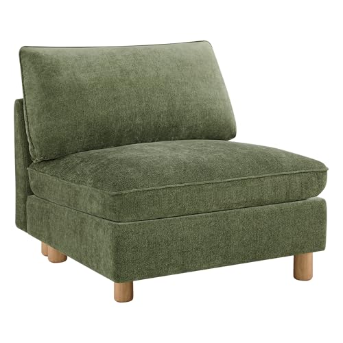 CHITA Large Sectional Sofa, Modular Cloud Couch, Armless Chair, Green
