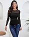 Zeagoo Women's Mesh Blouses Sexy Sheer Long Sleeve Shirts Crew Neck Going Out Tops Fall Lace Clothes Black M