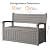 WTFGO 80 Gallon Lockable Deck Bench with Storage, Resin Stripes Outdoor Storage Box, Waterproof Outdoor Porch Bench for Cushions Garden Tools, and Pool Supplies, Grey