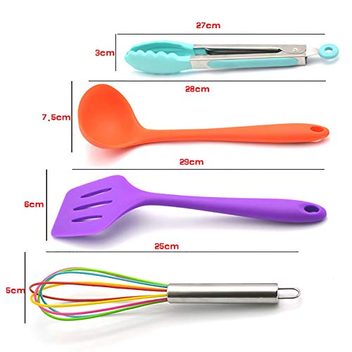 Decdeal Utensílios de cozinha Conjunto 10 Pcs Colorido Silicone Antiaderente Utensílio de Cozinha Em