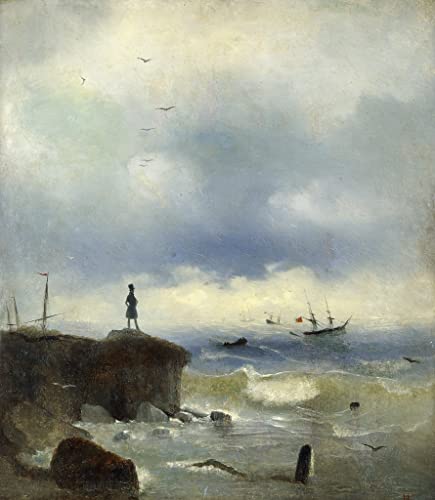 Art mural vintage tableau Pouchkine Aivazovsky, toile de prestige 60x90cm