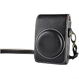 Kameratasche im Leder-Stil für GR4, mit Magnetverschluss, weiches Innenfutter & tragbarer Gürtelschlaufe, Schwarz
