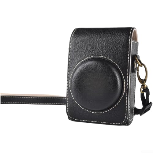 Kameratasche im Leder-Stil für GR4, mit Magnetverschluss, weiches Innenfutter & tragbarer Gürtelschlaufe, Schwarz