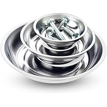 Magnetic Tray 3-Piece Set, Round Stainless Steel Magnetic Parts Trays for Screws, Nuts, Bolts, Pins and Small Tools, Magnetic Bowls for Garage, Workshop and Automotive Repair
