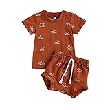 Baby Toddler Boy 2-Piece Shorts Set, Short Sleeve Cute Sun Print T-Shirt Tops and Shorts Summer Outf