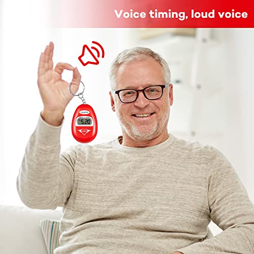 2 Pcs English Language Talking Key Chain Clock Big Voice With Alarm Talking Clock For Blind People Visually Impaired Elderly Low Vision Clocks Talking Alarm Clock Keychain Black Red #TOP5