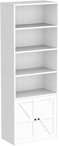 Miniatura 4 de IDEALHOUSE Estantería industrial blanca con puertas de 11.8 pulgadas de profundidad, estantes de almacenamiento de 71.4 pulgadas de alto, estantes