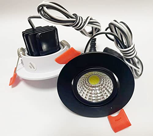 Image of Dimmable 2pcs /Lots 2inch DC 12V 3w COB epistar led, led Ceiling /Puck Light,Spotlight, dimmable,White or siliver Shell. (Pure White, Black Shell)