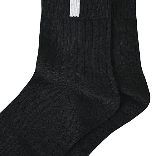 Amzztcq Men's Round Neck Sports Casual Wearable Calf Socks, Size11-14,6 Pairs Of Red Embroidery #TOP4
