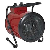 Sealey EH3001 Calentador de Ventilador Industrial, 3 Kw, 2 ajustes de Calor, Rojo
