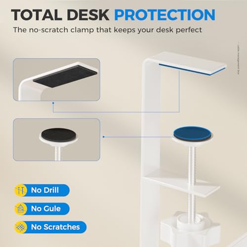 Image of [Upgraded] 25 inch Extra Large Under Desk Cable Management, Cinati Wire Organizers No Drill, Cable Tray with Clamp for Wire Management, Cord Organization Box for Office, Home - No Damage to Desk(White)