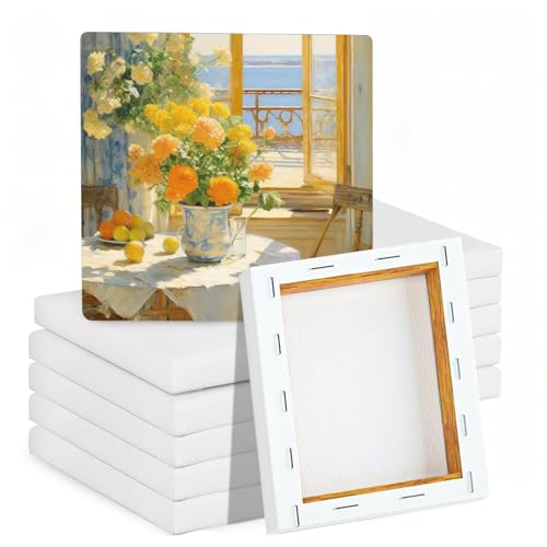12 Packs Small Canvases for Painting 15 x 15cm Mini Canvas Blank Canvases Canvas Panels for Art Professional Artist Hobby Painter and Beginner