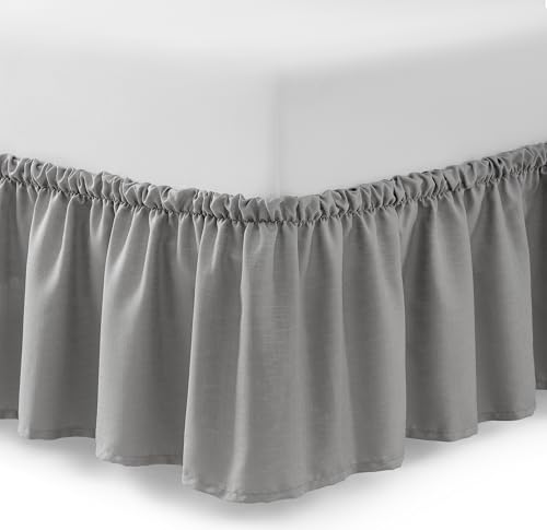 Jupon Twin XL Casual Living, volants, chute 15", gris