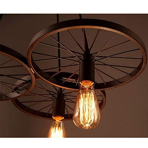 Lámpara colgante de rueda industrial steampunk con 3 luces para iluminación de techo 6