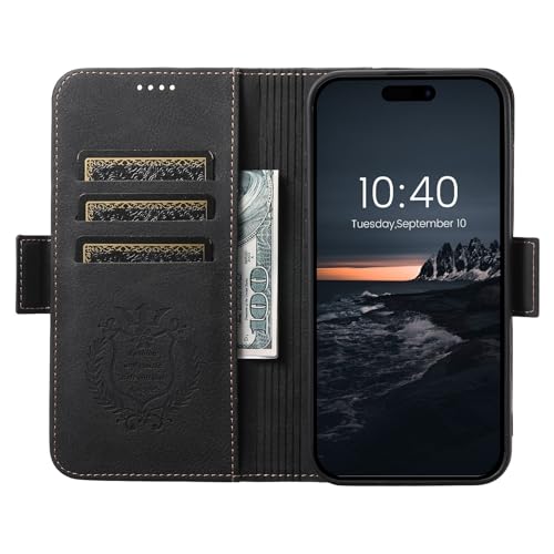 Étui en cuir supérieur pour iPhone 17 mat avec clapet aimanté haute précision