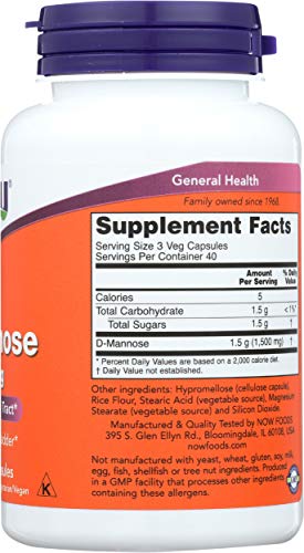 Now Foods D-Mannose, 120 Caps 500 Mg (Pack Of 3) #TOP5