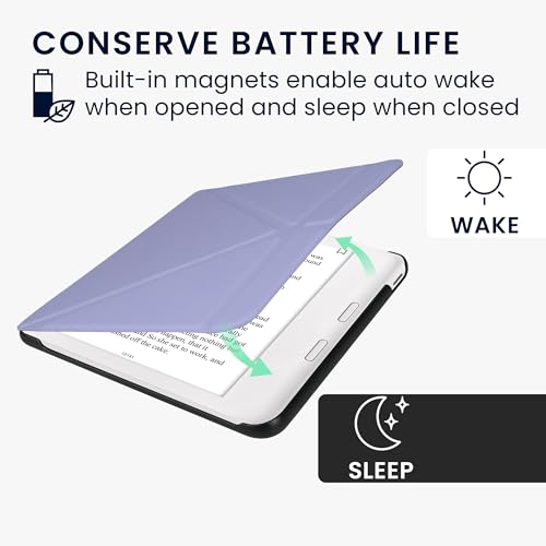 kwmobile Origami Case Compatible with Kobo Libra Colour Case - Slim PU Leather Cover with Stand - Lavender by kwmobile - Image 3