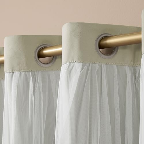 Image of TOWN & COUNTRY LUXE Talia Double Layer Indoor Curtains, Sheer and Room Darkening Blackout, Grommet Top, Energy Efficient Set, 52 inchx84 inch, Sand (Pack of 12)