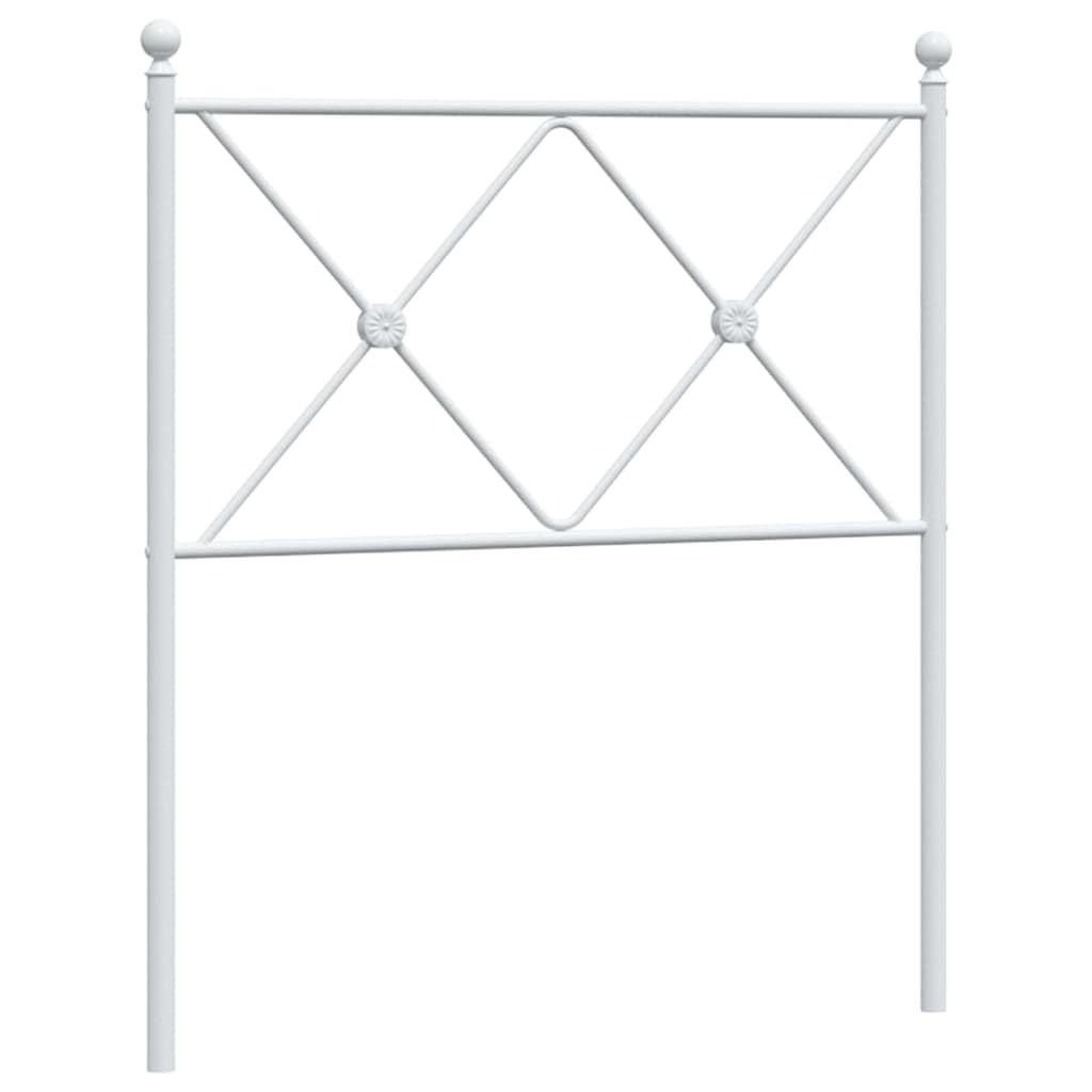 Cabecero de cama de 80 cm de metal blanco - Cabecero de cama individual resistente de 85 x 90,5 cm - Cabezal de repuesto de acero resistente para estructura de cama, diseño clásico para