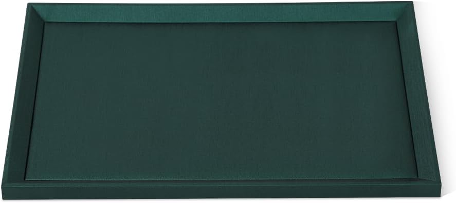 Flat Tray For Jewelry, Premium Green Leather Jewelry Tray, Large Jewelry Display Tray For Watch, Necklace, Ring, Pendants