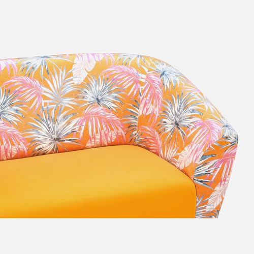 Image of Duroflex Meadow - Premium Accent Love Seat with Channel-Stitched Upholstery | Plush Foam & Curved Backrest | Durable & Elegant Seating | 3 Year Warranty - Floral Yellow