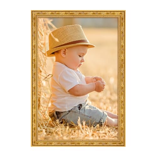 MOUDAMION 20x30 Ornate Gold Wood Frame 30x20in Floral Picture Frames 20 x 30inch Gallery Photo Pic Display with HD Plexiglass 1.4in Widen 1in Thick Horizontal Vertical Wall Display