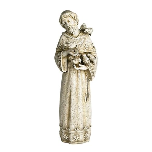 Estatua de San Francisco de Asís en Resina Piedra 23 pulg