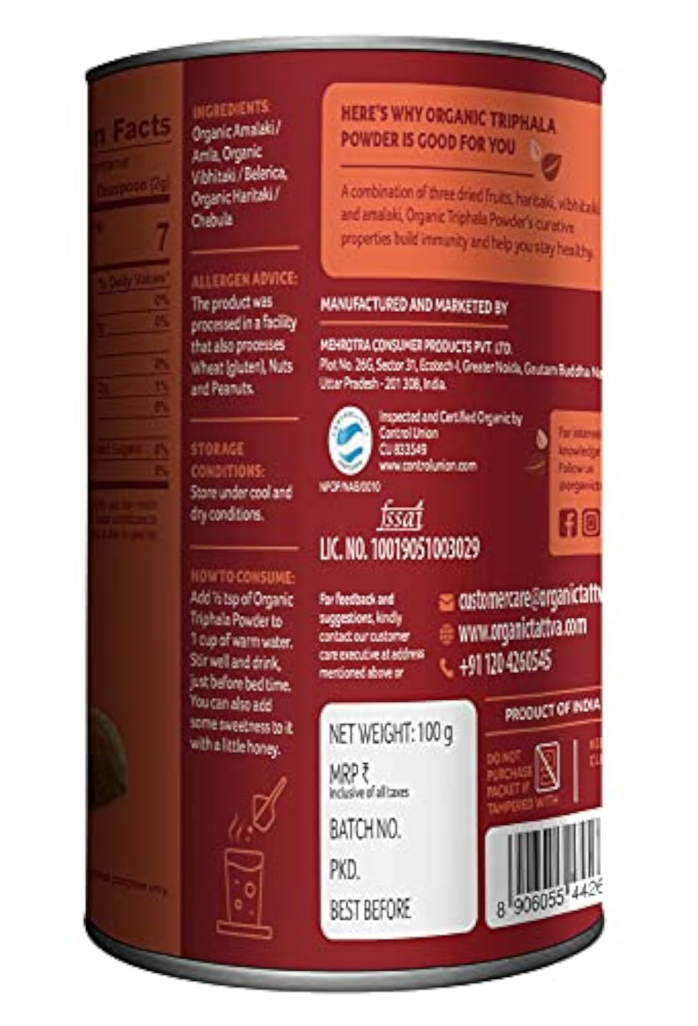 Organic Tattva Triphala Powder, 100 gm
