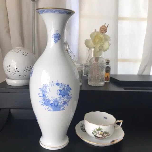 ヘレンド インドの華 ブルー 花瓶 フラワーベース