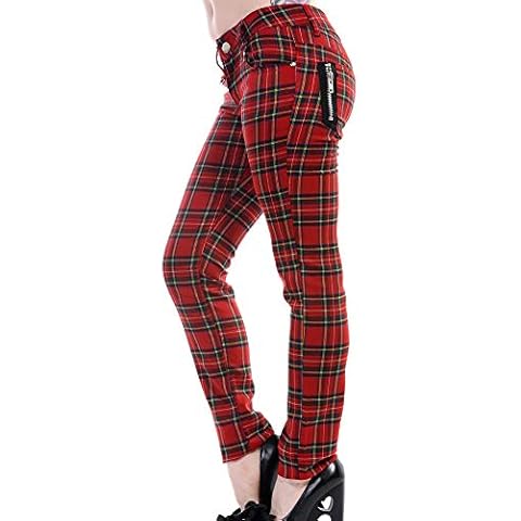 Pantalon Skinny Rouge Banned Tartan Cover